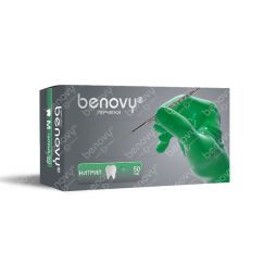 Перчатки BENOVY нитриловые, ЗЕЛЁНЫЕ, текстурированные на пальцах, 3,8 гр , XS (50пар) М+