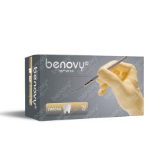 Перчатки BENOVY латексные, неопудренные, текстурированные полностью, 2-хлор., L (50пар)