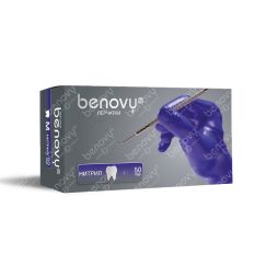 Перчатки BENOVY нитриловые, СИРЕНЕВО-ГОЛУБЫЕ, текстур. на пальцах, 3,5гр, XL (50пар)М+