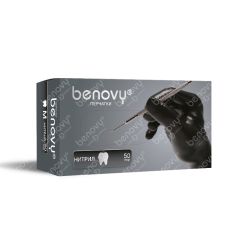 Перчатки BENOVY нитриловые, ЧЕРНЫЕ, текстур. на пальцах, 3,5 гр, XL (50пар) М+