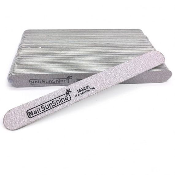 Пилка Nail SunShine прямая на деревянной основе 180/240 (уп.50шт) размер 17,8х2.0х0,19см