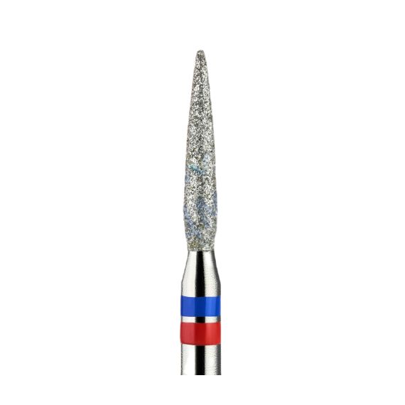 Бор алмазный стомат.  104.244.100.021КG синий-красный 866  (пламя с закруглённым концом)  РосБел