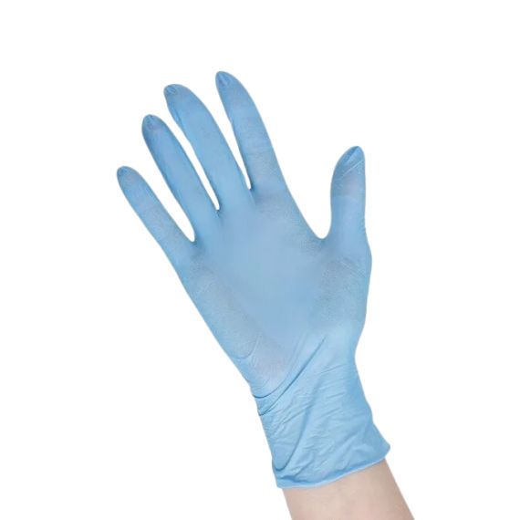 Перчатки нитриловые, ГОЛУБЫЕ, смотровые, текстур.на пальцах BASIC, Strong 6,5гр, M (50пар) М+